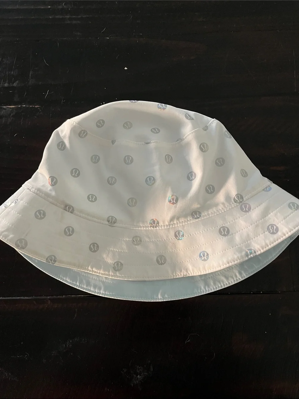 lululemon athletica Kids White Bucket Hat with Subtle Logo Pattern